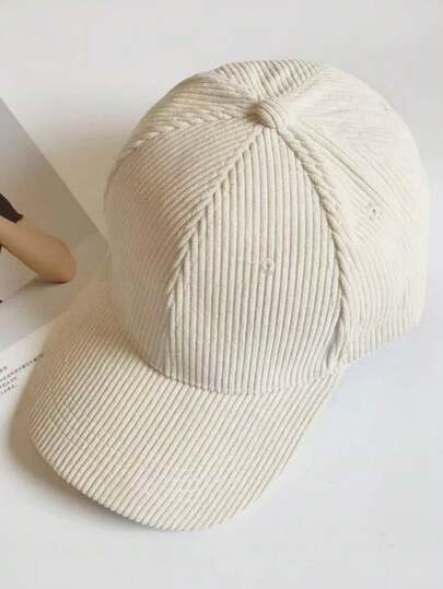 1 قطعة قبعة بيسبول من الكوردروي ذات لون أحادي بسيط، مناسبة للارتداء اليومي في الربيع والخريف والشتاء، مناسبة للجنسين