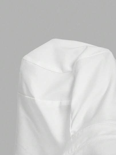 SHEIN MOD بلوزة نسائية أنيقة بلون أحادي مطوية الخصر بأكمام طويلة، بلوزات خريفية، بلوزات عمل نسائية