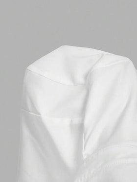 SHEIN MOD بلوزة نسائية أنيقة بلون أحادي مطوية الخصر بأكمام طويلة، بلوزات خريفية، بلوزات عمل نسائية