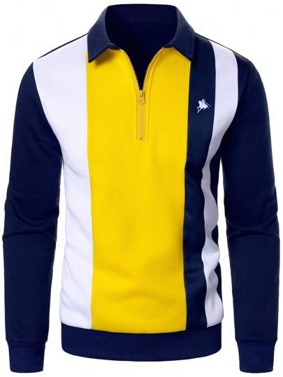 Manfinity Bizformal بلوزة رياضية رجالية بلون كتل متناقضة