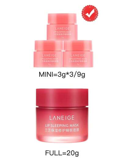 Laneige قناع النوم للشفاه [ميني] من لانيج (توت) 3 جم * 3/9 جم - مصنوع بفيتامين سي وزيت بذور موروموروا وزبدة الشيا، مكونات مضادة للأكسدة، مصمم للشفاه الجافة والمتشققة - مغذي، مرطب، فيتامين سي، زيت بذور موروموروا وزبدة الشيا، مكونات مضادة للأكسدة، شفاه جافة