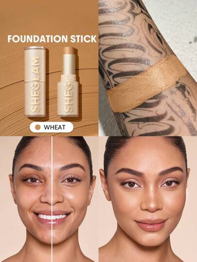 SHEGLAM كريم أساس Skin Magnet عالي التغطية-لوزي يدوم طويلاً خالٍ من المسام خالٍ من العيوب سهل الاستخدام بتغطية كاملة لجميع أنواع البشرة لا يتلاشى مقاوم للعرق خفيف الوزن لم يتم اختباره على الحيوانات ناعم بلمسة نهائية طبيعية تشبه البشرة كريم أساس قابل لل...