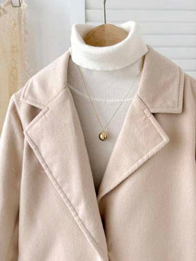 SHEIN Serisse Kids معطف متوسط الطول مع جيب وياقة كلاسيكية مناسب للبنات المراهقات، مناسب للأسبوع، الخروجات العادية، العودة إلى المدرسة، الخريف/الشتاء، معطف بنات، معطف بنات، معطف مراهقات، معطف بنات شتوي