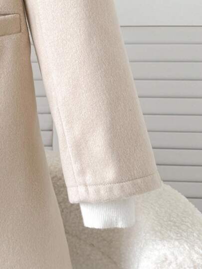 SHEIN Serisse Kids معطف متوسط الطول مع جيب وياقة كلاسيكية مناسب للبنات المراهقات، مناسب للأسبوع، الخروجات العادية، العودة إلى المدرسة، الخريف/الشتاء، معطف بنات، معطف بنات، معطف مراهقات، معطف بنات شتوي