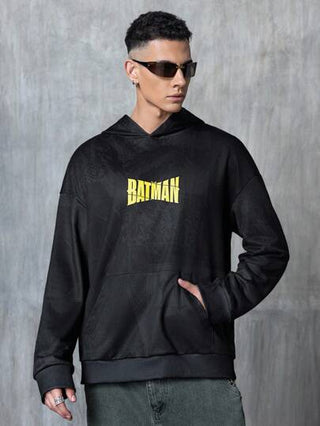 BATMAN X SHEIN هودي كاجوال للرجال بطباعة سيارة سباق وشخصية بطل أنمي، هودي رجالي فضفاض بطباعة جرافيك