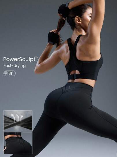 GLOWMODE سروال رياضي قصير 31 بوصة من نوع Powersculpt™-Air، سريع الجفاف، مرن، مُلطف للخياطة، مناسب للركض والتمارين الرياضية عالية التأثير