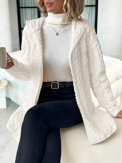 SHEIN Clasi معطف نسائي كاجوال مبطن بقماش مموج، خريف/شتاء