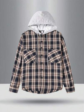 شيك فضفاض للرجال - شوكيت بغطاء رأس وجيب من الشيست، قابل للسحب، مناسب للربيع والخريف
