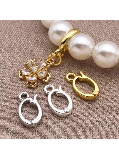 2/4/6 قطع موصلات عالمية قابلة للفتح مطلية بالذهب عيار 18 قيراط من النحاس بشكل بيضاوي، إكسسوارات DIY لصناعة المجوهرات لقلادات اللؤلؤ والأساور