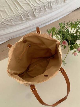 حقيبة كتف كاجوال كبيرة السعة مفرغة بتصميم دانتيل، مناسبة للعمل والتنقل، طراز صيفي لطيف وناعم