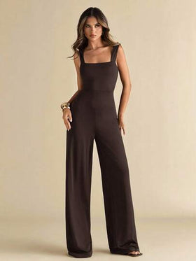 SHEIN BAE جمبسوت نسائية أنيقة وجذابة بحمالات رفيعة وساقين واسعتين باللون الأسود الصلب مع تصميم ظهر مكشوف وفيونكة، مناسبة للارتداء اليومي، المواعدة، الخروج، الحفلات، التجمعات، طبقات الملابس الأنيقة للنساء، ملابس الخروج، عيد الحب، كاجوال، أنيق، عطلة