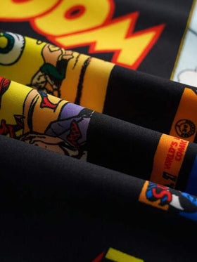 SUPERMAN X SHEIN قميص رجالي أكمام قصيرة أزرار أمامية مطبوع عليه رسومات أحرف وكرتونية