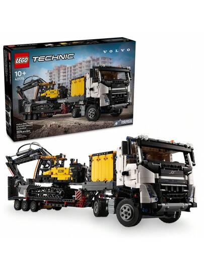 LEGO لعبة بناء شاحنة فولفو FMX وحفار كهربائي EC230 ، لعبة شاحنة فولفو مع 2 مركبة نموذجية ، هدية رائعة للأولاد والبنات من عمر 10 سنوات فما فوق المهتمين بنماذج البناء الثقيلة ، 42175