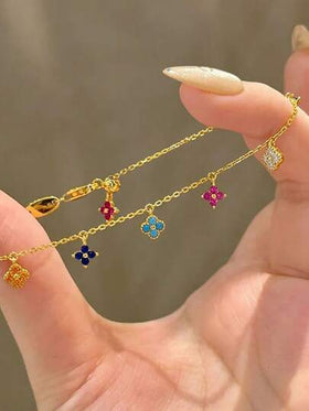سوار زهرة البرسيم الدوبامين قطعة واحدة، تصميم زهري ملون، أنيق وأنيق، إكسسوار معصم عصري
