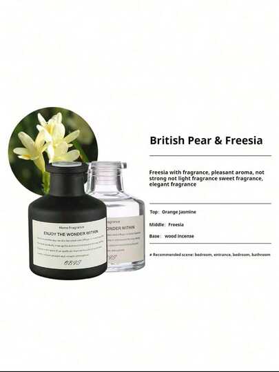 1 طقم (1 زجاجة زيت عطري + 4 قطع عصي موزع) موزع عطر منزلي بدون لهب لرائحة دائمة، مناسب لغرفة النوم والحمام وغرفة المعيشة وغيرها