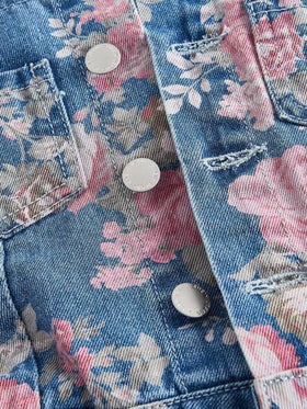 SHEIN MOD بنطلون جينز مطبوع بزهور مغسول كاجوال للنساء