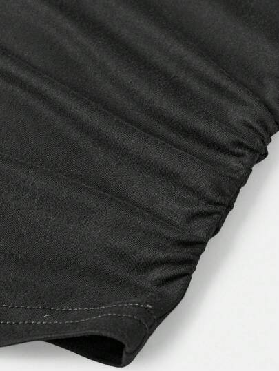 Girlism قميص كروب مناسب للمراهقات بأكمام راجلان ملونة وتصميم مطوي في الأسفل + بنطال رياضي واسع الساق مناسب للعودة إلى المدرسة باللون الأسود