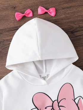 Emery Rose Kids Emery Rose Kids طقم بلوزة هودي مطبوعة برسوم كرتونية جميلة وبنطلون طويل مع خصر مطاطي - مثالي للارتداء اليومي والمدرسي في فصلي الخريف والشتاء، ملابس دافئة ومريحة للفصول الباردة