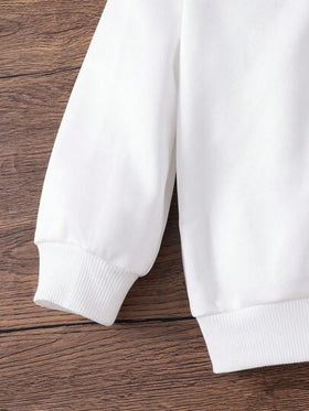 Emery Rose Kids Emery Rose Kids طقم بلوزة هودي مطبوعة برسوم كرتونية جميلة وبنطلون طويل مع خصر مطاطي - مثالي للارتداء اليومي والمدرسي في فصلي الخريف والشتاء، ملابس دافئة ومريحة للفصول الباردة