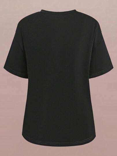 SHEIN LUNE مجموعة قطعتين للنساء ب، بدلة رياضية كاجوال مرقعة بخطوط وزخرفة فيونكة بطراز كلية جميل، ملابس علوية بأكمام قصيرة مطرز بفيونكة وبنطال بخصر مطاطي، مناسبة للارتداء اليومي وموسم العودة إلى المدرسة