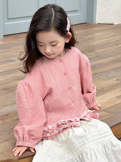 Dazy Kids جاكيت كاجوال يومية للفتيات مع كشكشة أمامية وأزرار