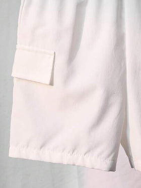 SHEIN 2 قطعة / طقم، تي شيرت محبك بياقة واقفة والوان متباينة وشورت نسيج، لأولاد صغار، مريح للاستخدام اليومي، ملائم للربيع والصيف، للبس اليومي، الرياضة، الخارج، المدرسة، الحفلات، الأعياد، التصوير الفوتوغرافي