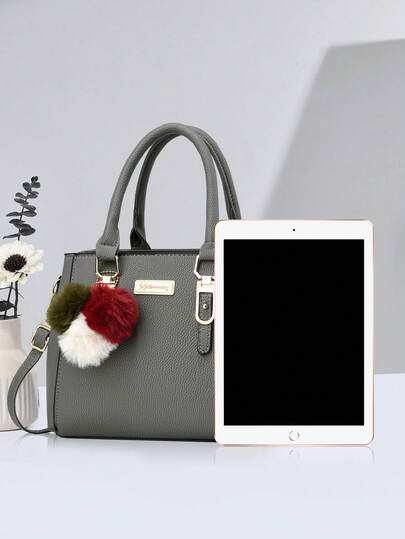محفظة نسائية سعة كبيرة مزينة بكرات الصوف، حقيبة كتف كاجوال للعمل، هدية عيد الأم، مناسبة للسيدات العاملات والموظفات، رائعة للعمل والأعمال والتنقل والمدرسة وأكثر