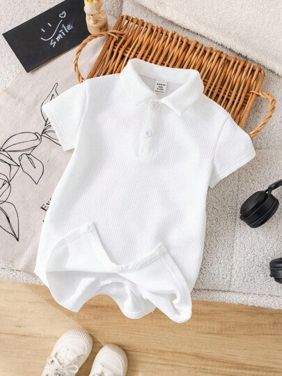 SHEIN رومبير مبطن ناعم ومريح للأطفال حديثي الولادة البنين/البنات ذو أكمام قصيرة، لون أبيض، مناسبة للاستخدام الداخلي والخارجي واليومي والرياضة والحفلات والتصوير الفوتوغرافي والأعياد والمناسبات والأعراس ودش الطفل، مناسبة لجميع المواسم