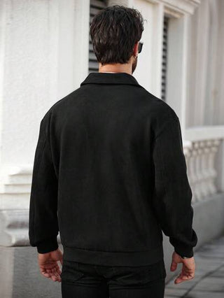 Manfinity Homme جاكيت رجالية كاجوال بسحاب وأكمام طويلة ذات لون أحادي