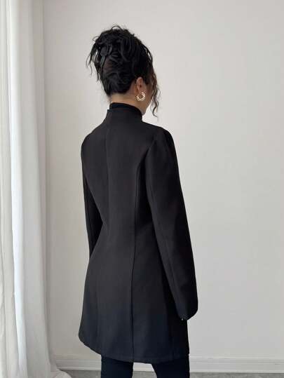 SHEIN Tall معطف نسائي كاجوال بياقة عالية مناسب، معطف ترنش للخريف والشتاء للنساء
