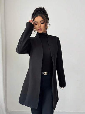 SHEIN Tall معطف نسائي كاجوال بياقة عالية مناسب، معطف ترنش للخريف والشتاء للنساء