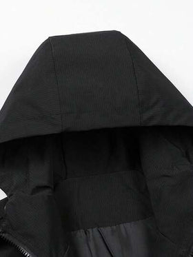 1 قطعة جاكيت رجالي بسحاب نصفي وقلنسوة، بطراز الشارع، مطبوع عليه حرف، بسحاب نصفي وقلنسوة وجيوب كبيرة، قياس فضفاض، كاجوال، للتنقل والخارج، متعدد الاستخدامات، للخريف