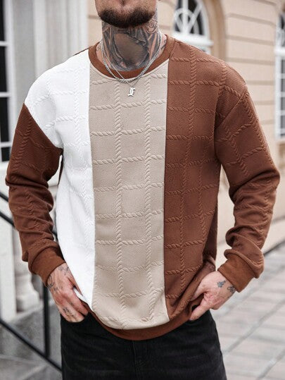Manfinity Homme بلوزة رجالية بياقة طاقم مطرزة بالحرف الأبيض بأكمام طويلة، هدية للأصدقاء والزوج والحبيب، إصدار الملابس الشارعية