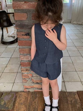 Dazy Kids مجموعة بلوزة بياقة مستديرة وشورت فضفاض كاجوال للفتيات الصغيرات، صيفي