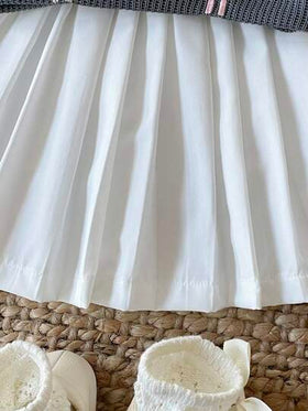 SHEIN طقم ملابس علوية محبوكة بياقة على شكل V وتنورة مطوية أنيقة للأطفال الرضع والصغار من عمر 0-3 سنوات، للخريف والشتاء