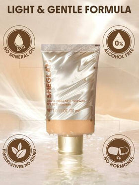 SHEGLAM Dew & Done ملون خفيف للبشرة مع Spf20-Honey علامة تجارية جمال مكياج ميكب مستحضرات تجميل للنساء الفتيات مثالي لفصل الشتاء الربيع مثالي ل- Y2K أزياء أنيقة رمضان هدية حفلة جاهز أفضل لون