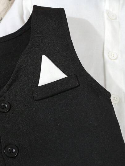 SHEIN طقم بدلة رسمية للأطفال الصبيان، سترة أحادية الصدر بلون واحد + طقم بنطلون، بدون قميص أو إكسسوارات، مناسب للأعمار من 6 أشهر إلى 3 سنوات، للارتداء الرسمي في الزفاف والحفلات والأعياد والتخرج