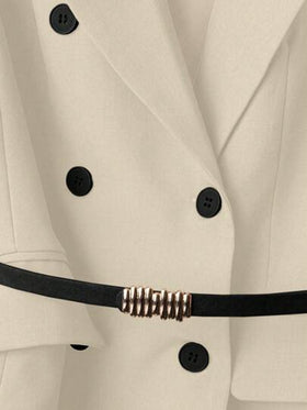SHEIN Clasi طقم ملابس علوية أنيقة بدون أكمام مزدوجة الصدر مع حزام وبنطال واسع الساق مع جيوب قطعتين للنساء