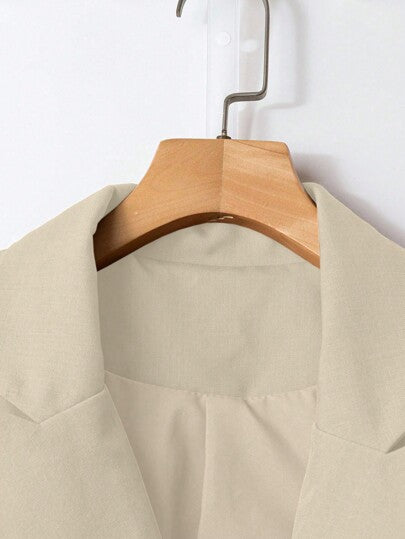 SHEIN Clasi طقم ملابس علوية أنيقة بدون أكمام مزدوجة الصدر مع حزام وبنطال واسع الساق مع جيوب قطعتين للنساء