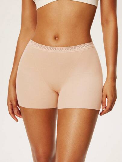 LUVLETTE 2 حزمة من سروال داخلي قصير بخصر عالي من قماش TENCEL™ موديال مع تطريز دانتيل - ملابس داخلية نسائية مريحة وضرورية