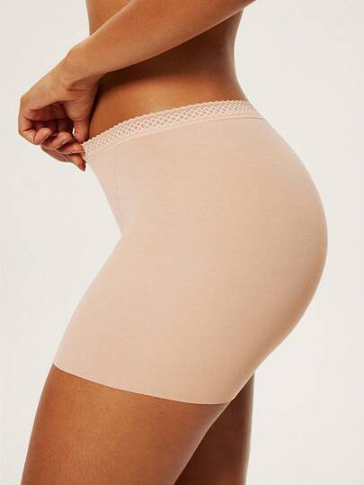 LUVLETTE 2 حزمة من سروال داخلي قصير بخصر عالي من قماش TENCEL™ موديال مع تطريز دانتيل - ملابس داخلية نسائية مريحة وضرورية