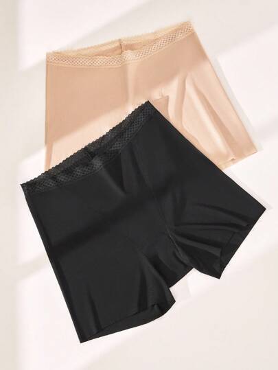 LUVLETTE 2 حزمة من سروال داخلي قصير بخصر عالي من قماش TENCEL™ موديال مع تطريز دانتيل - ملابس داخلية نسائية مريحة وضرورية