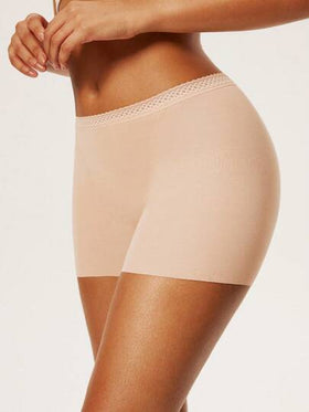 LUVLETTE 2 حزمة من سروال داخلي قصير بخصر عالي من قماش TENCEL™ موديال مع تطريز دانتيل - ملابس داخلية نسائية مريحة وضرورية