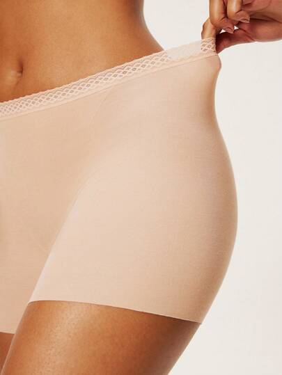 LUVLETTE 2 حزمة من سروال داخلي قصير بخصر عالي من قماش TENCEL™ موديال مع تطريز دانتيل - ملابس داخلية نسائية مريحة وضرورية