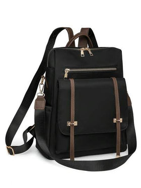 حقيبة ظهر نايلون للنساء مع تصميم، حقيبة ظهر مربعة بسيطة، سعة كبيرة، بطراز كلية، مناسبة للتسوق والمحفظة، للنساء الشابات وطلاب الجامعة والمبتدئين والموظفين. مثالية للمكتب والجامعة والعمل والأعمال والتنقل والأنشطة الخارجية والسفر والنزهات