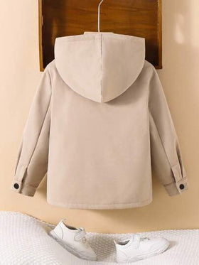SHEIN معطف مبطن بالحرارة مع كابوت للأولاد الصغار، مناسب للارتداء اليومي والمرن والمريح، مناسب للمدرسة والحديقة والشاطئ وأعياد الميلاد في الربيع والصيف والخريف والشتاء