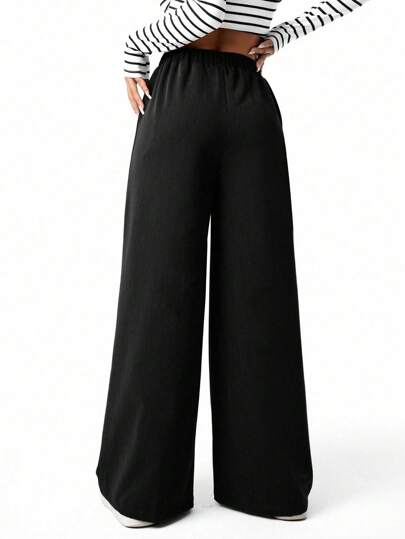 SHEIN Sparklyn بنطلون فضفاض ذو لون ثابت أنيق للمراهقات