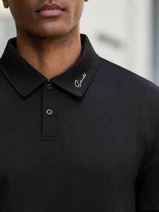 Manfinity CasualCool قميص بولو رجالي صيفي كاجوال بأكمام قصيرة منقوش بطبعات ذات حواف مغايرة