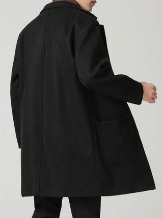 معطف صوف أحادي اللون للرجال، أنيق وبسيط للأعمال اليومية