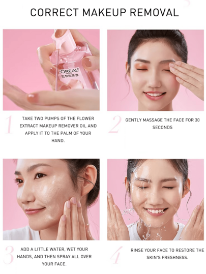 L’Oreal Paris زيت منظف للمكياج بالأزهار 50/250 مل، تنظيف عميق لطيف، يزيل بسهولة المكياج المقاوم للماء، غير مهيج للبشرة الحساسة، مثرى بزيت جوز الهند وزيت الكاميليا، ترطيب طويل الأمد، تنظيف عميق، بشرة نضرة، لا يسبب إحكام بعد الاستخدام، مضخة سفر محكمة الإ...